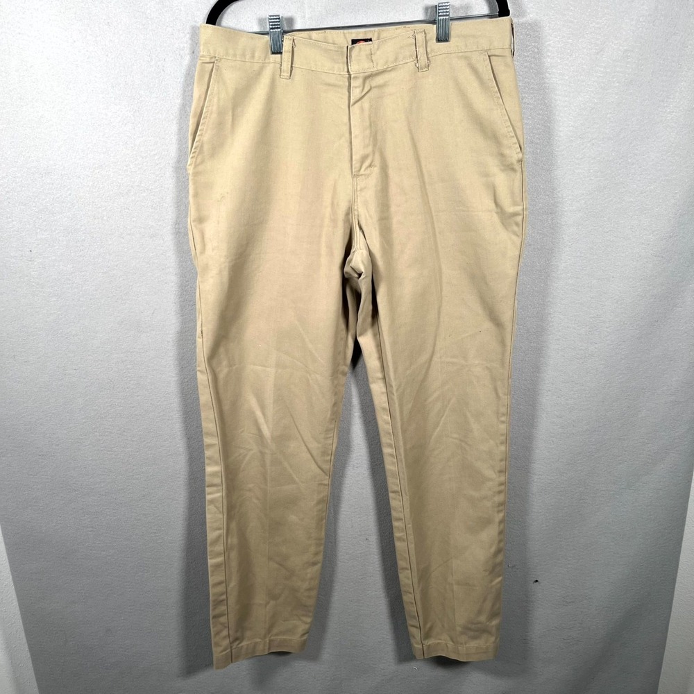 Dickies Chino Pants Mens 35 Beige Straight Leg Streetwear Casual Workwear Rugged